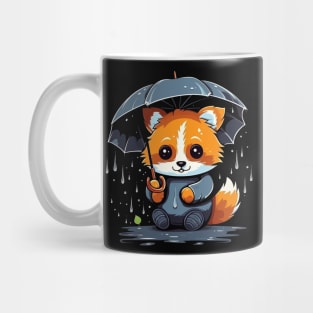 Red Panda Rainy Day With Umbrella Mug